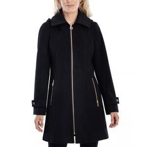 Michael Kors Black Wool Blend Coat Size 14